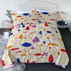 3pcs Whimsical Mushroom Pattern Comforter Set, Breathable Reversible Bedding 3 Piece, Soft Cozy Bed Set for Bedroom Dorm Guest Room (Color: Colorful, size: TWIN)