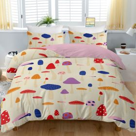 3pcs Colorful Mushroom Duvet Cover Set, Cute Cartoon Print Bedding, Soft Microfiber, Reversible Design for Kids & Adults (Color: Colorful, size: TWIN)